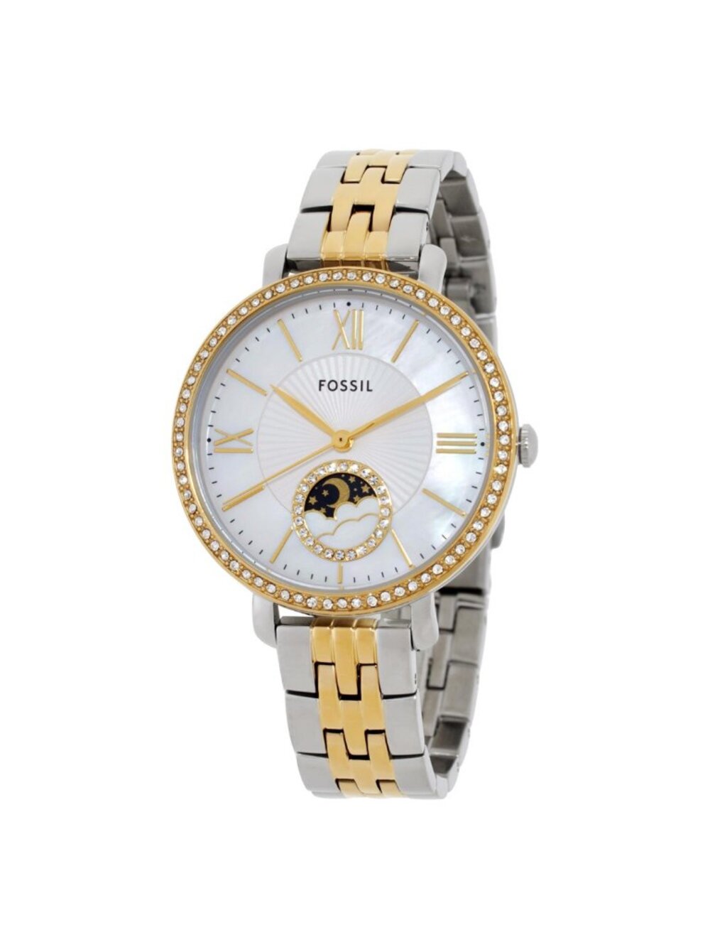NWT Fossil Jacqueline Quartz Crystal White Dial Ladies Watch